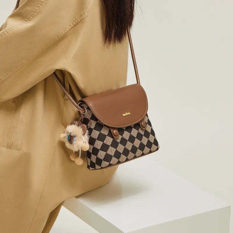 15 MINS Fabric With Synthetic Leather Shoulder Bag Regular Women's Coffee-3