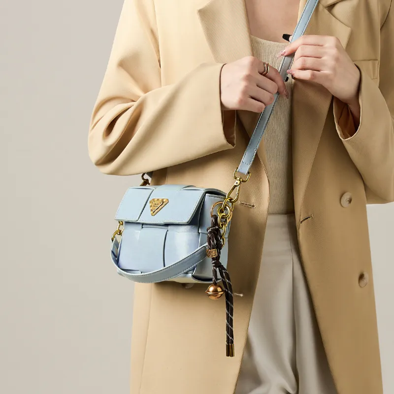 15 MINS Synthetic Leather Shoulder Bag, Crossbody Bag, Handbag Women's Pearl Blue/Silver-2