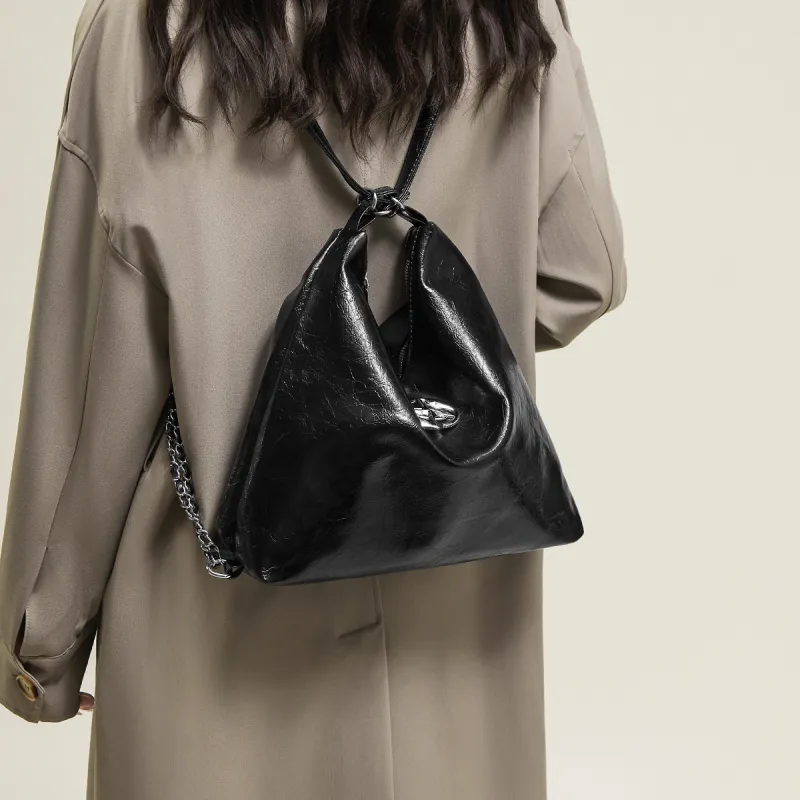 15 MINS Synthetic Leather Backpack Regular Women's Black-2