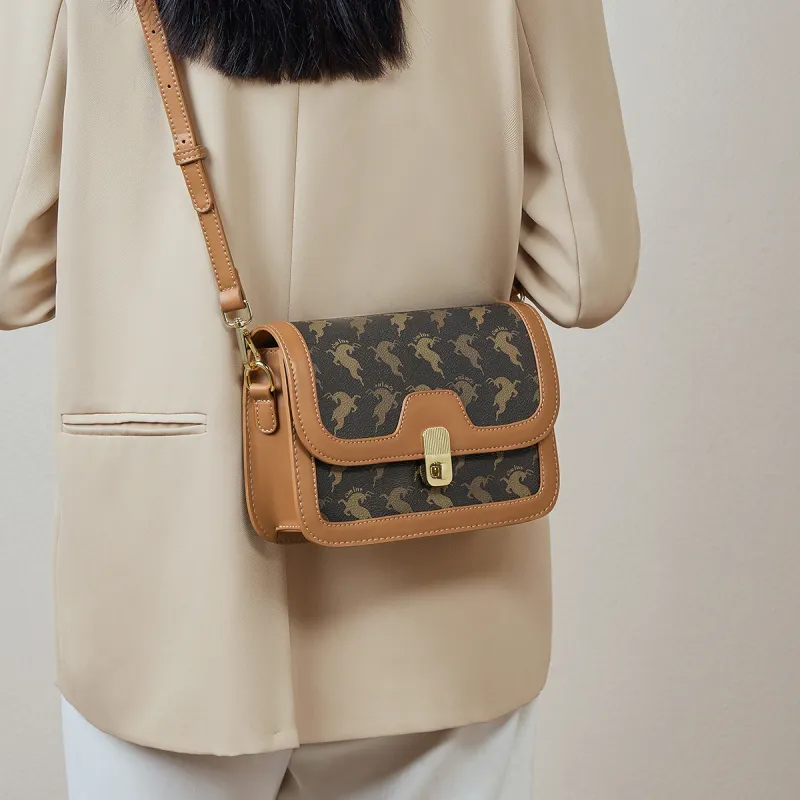 15 MINS PVC Envelope Bag, Crossbody Bag, Shoulder Bag Trumpets Women's Coffee/Beige Yellow-2