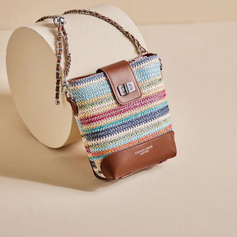 15 MINS Fabric, Synthetic Leather Crossbody Bag, Shoulder Bag Women's Multicolor-4