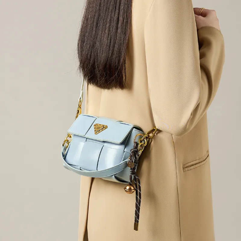 15 MINS Synthetic Leather Shoulder Bag, Crossbody Bag, Handbag Women's Pearl Blue/Silver-1