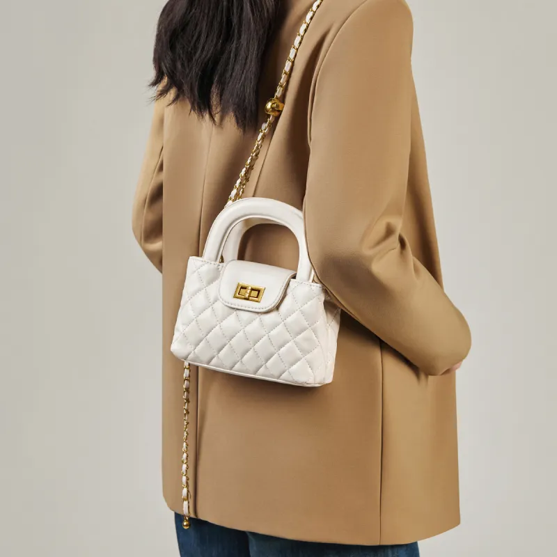 15 MINS Synthetic Leather Portable Crossbody Bag Shoulder Bag Mini Women's Pink/White/Black-9