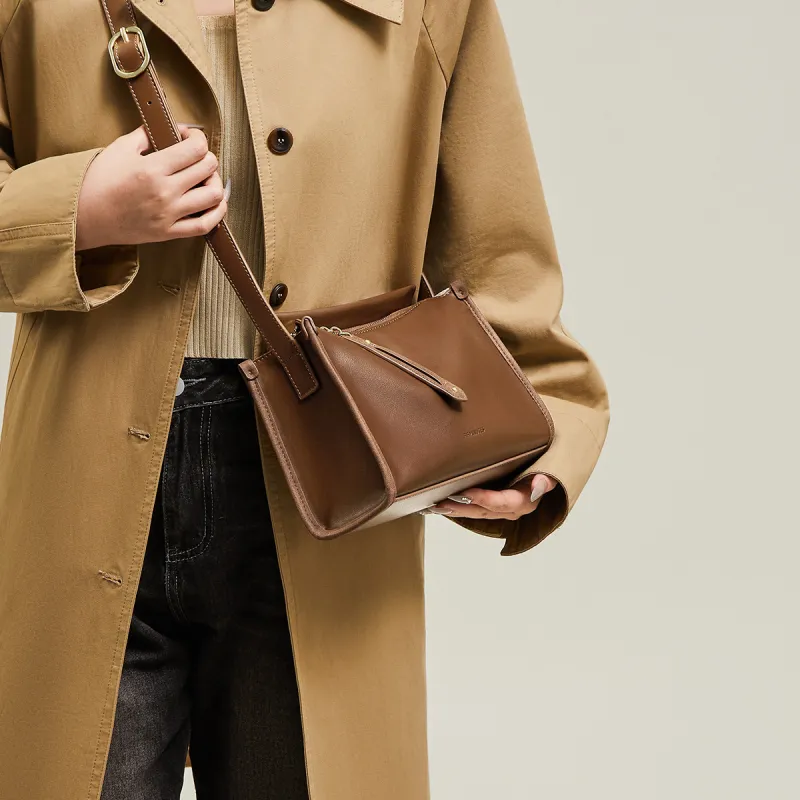 15 MINS Synthetic Leather Shoulder Bag Women's Cocoa Brown-3
