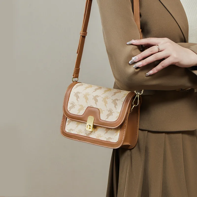 15 MINS PVC Envelope Bag, Crossbody Bag, Shoulder Bag Trumpets Women's Coffee/Beige Yellow-6