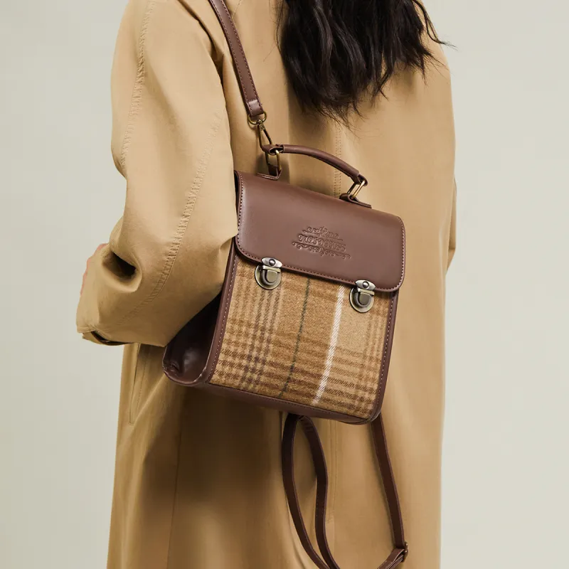 15 MINS Fabric Backpack Regular Women's Khaki/Brown-1