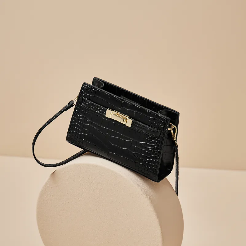 15 MINS Synthetic Leather Underarm Shoulder Bag Women's Black/Cream White/Angora Red-5