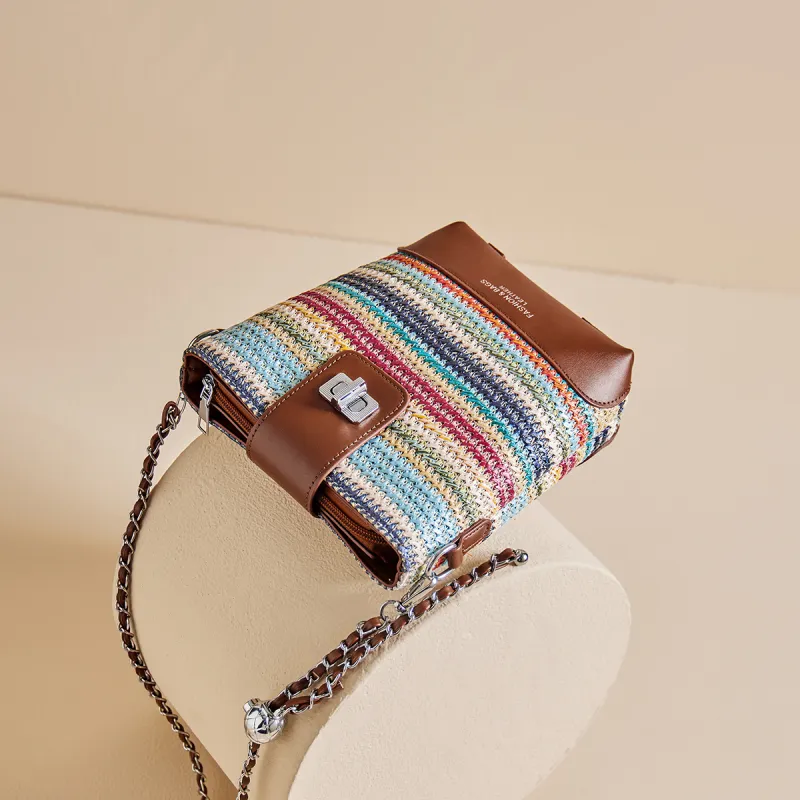 15 MINS Fabric, Synthetic Leather Crossbody Bag, Shoulder Bag Women's Multicolor-5