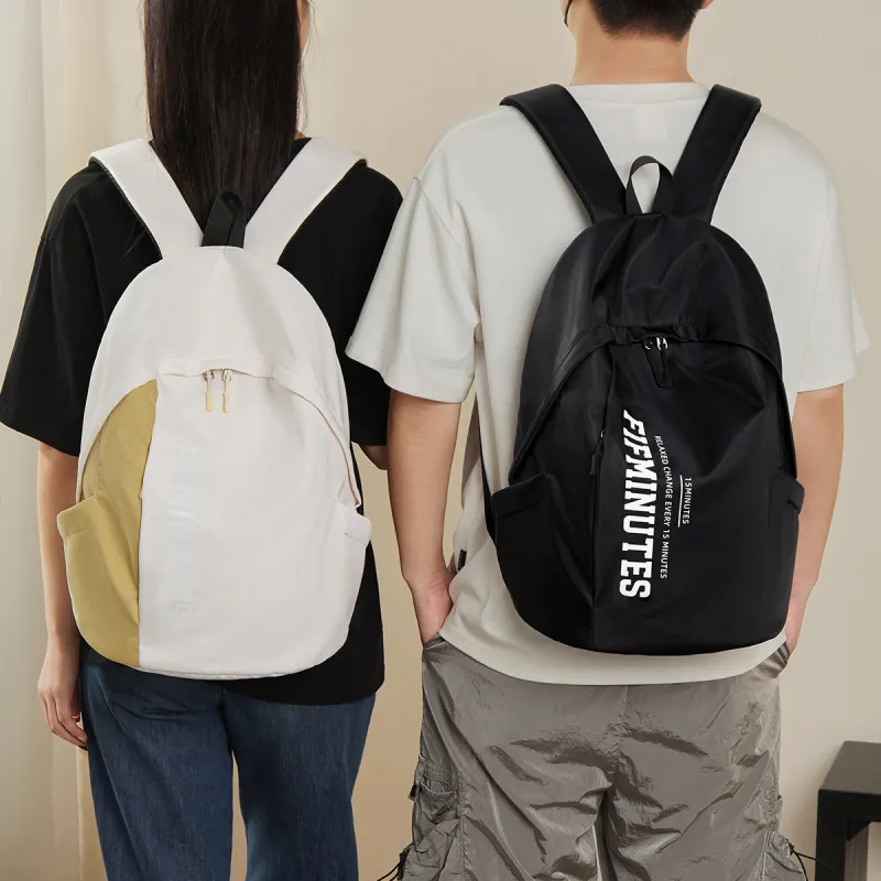 15 MINS Fabric Backpack Regular Unisex Midnight Black/Ecru-1