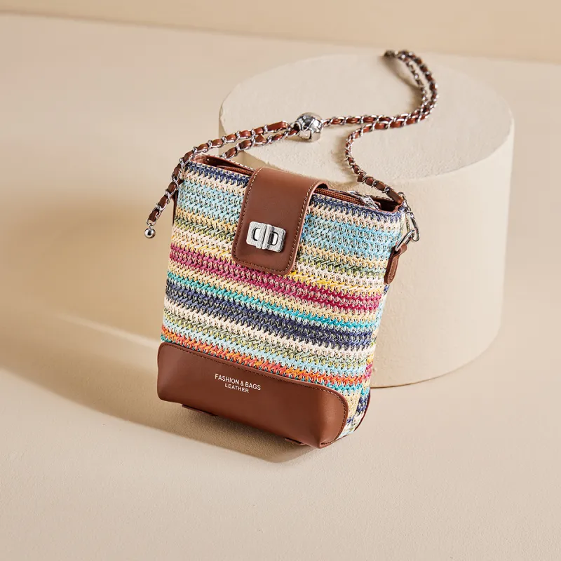 15 MINS Fabric, Synthetic Leather Crossbody Bag, Shoulder Bag Women's Multicolor-3