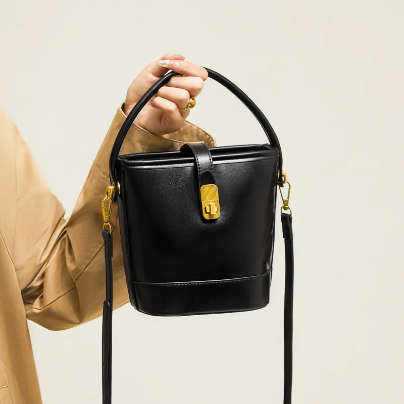 15 MINS Synthetic Leather Bucket Bag Handbag Shoulder Bag Crossbody Bag Regular Women's Coffee/Black-7