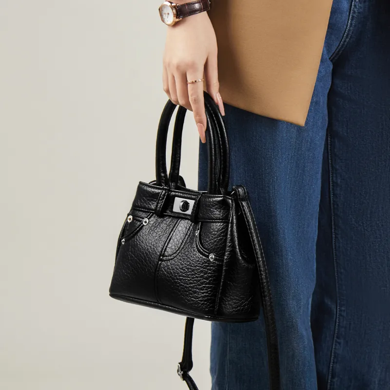 15 MINS Synthetic Leather Tote Handbag Shoulder Bag Crossbody Bag Regular Women's Ecru/Brown/Black-9
