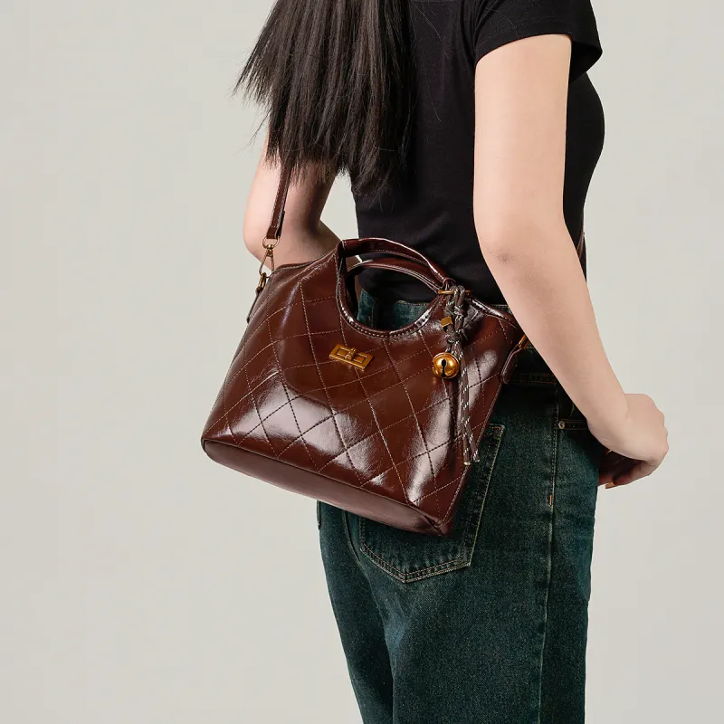 15 MINS Synthetic Leather One Shoulder Handbag, Crossbody Bag Regular Women's Ecru/Black/Coffee-8