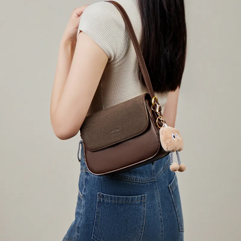 15 MINS Synthetic Leather Shoulder Bag Crossbody Bag Regular Women's Coffee-3