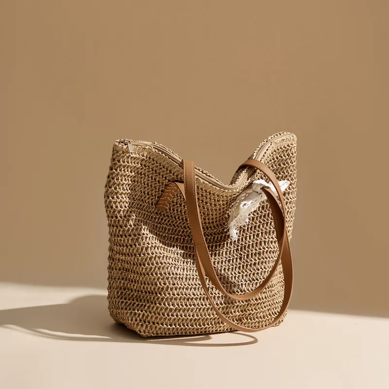 15 MINS Fabric Tote Bag, Shoulder Bag Women's Ecru/Khaki-6