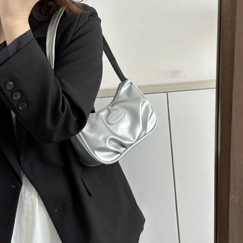 LOUIS ROYALN PU Shoulder Bag Unisex Moonlight Silver/Immortal Dew White/Sand Brown/Concubine Red Pink/Avocado Green-1