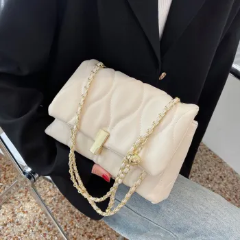 LOUIS ROYALN PU Small Square Bag, Crossbody Bag, Shoulder Bag Women's White/Black/Cream Yellow