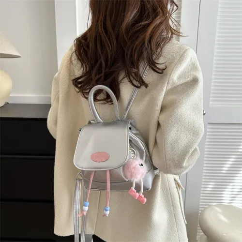 LOUIS ROYALN PU Backpack Women's Black/White/Silver/Pink/Brown