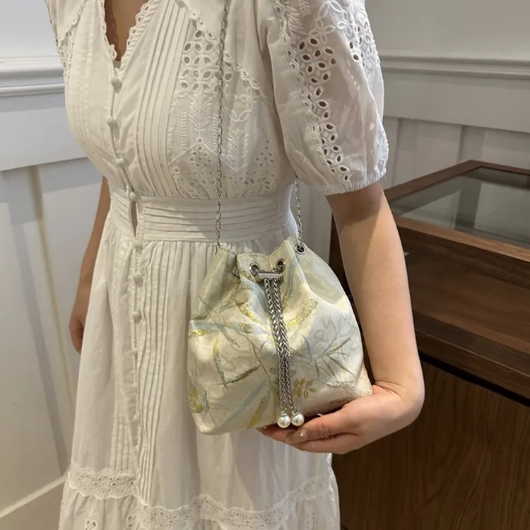 LOUIS ROYALN Fabric Shoulder Bag Regular Women's White/Apricot-5