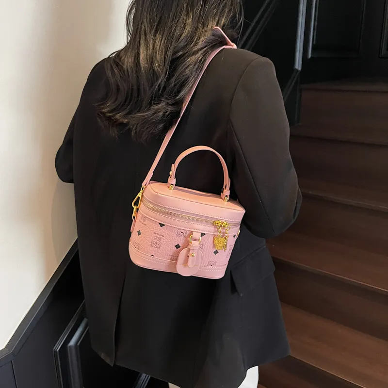 LOUIS ROYALN PU Box Bag, Shoulder Bag, Crossbody Bag, Handbag Women's Ecru/Pink/Brown-8