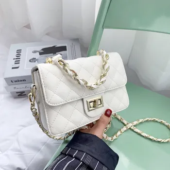 LOUIS ROYALN PU Shoulder Bag, Crossbody Bag Medium Size Women's White/Black