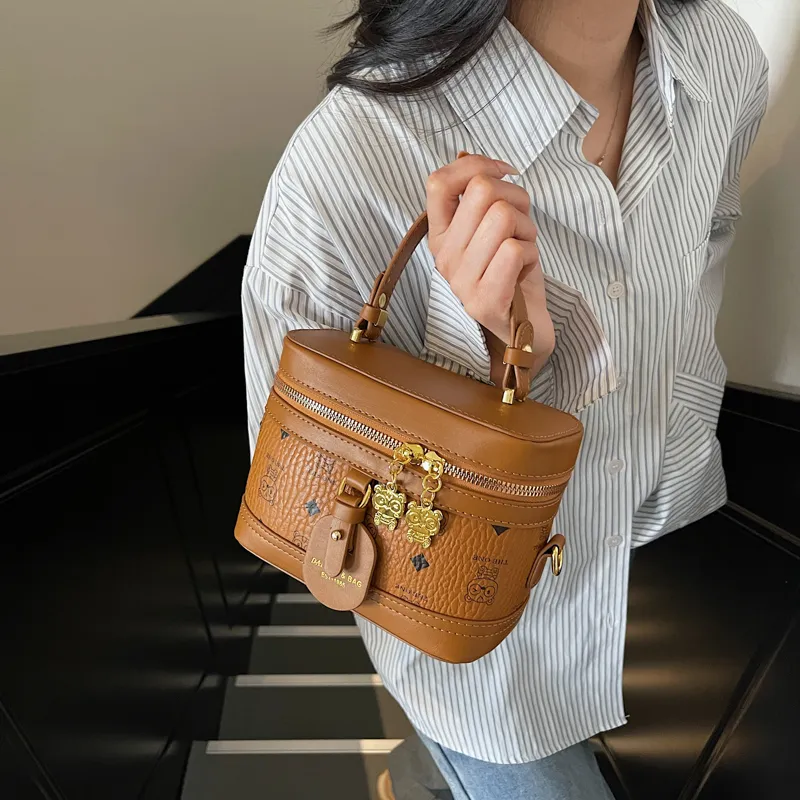 LOUIS ROYALN PU Box Bag, Shoulder Bag, Crossbody Bag, Handbag Women's Ecru/Pink/Brown-4