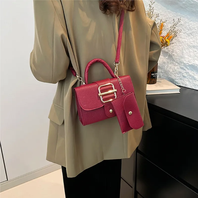 LOUIS ROYALN PU One Shoulder Handbag Regular Unisex Black/Pink/Red/Brown-6