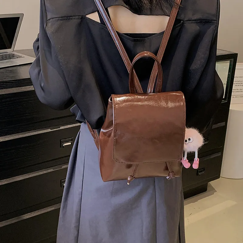 LOUIS ROYALN PU Backpack Regular Women's Brown/Silver/Black/White/Pink-1