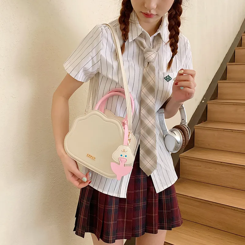 LOUIS ROYALN PU One Shoulder Handbag Unisex White/Pink-3