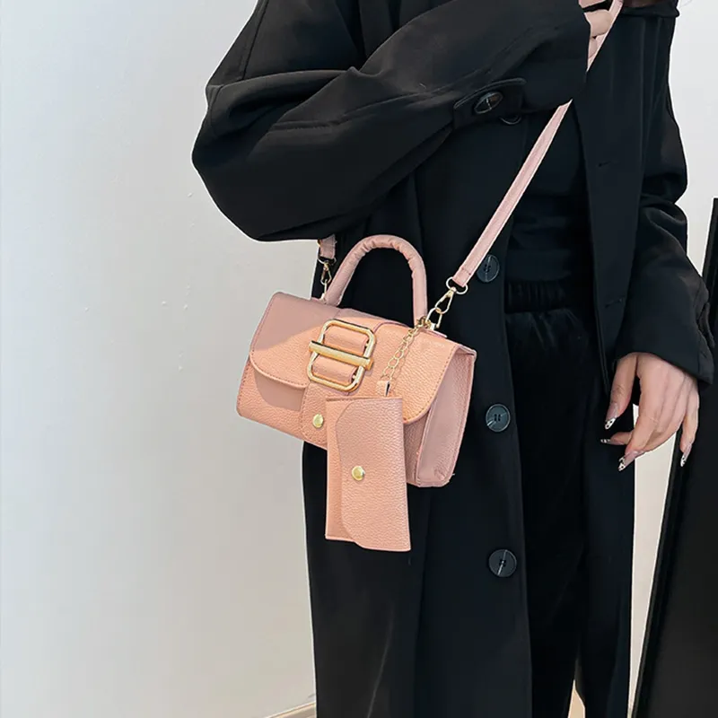 LOUIS ROYALN PU One Shoulder Handbag Regular Unisex Black/Pink/Red/Brown-4