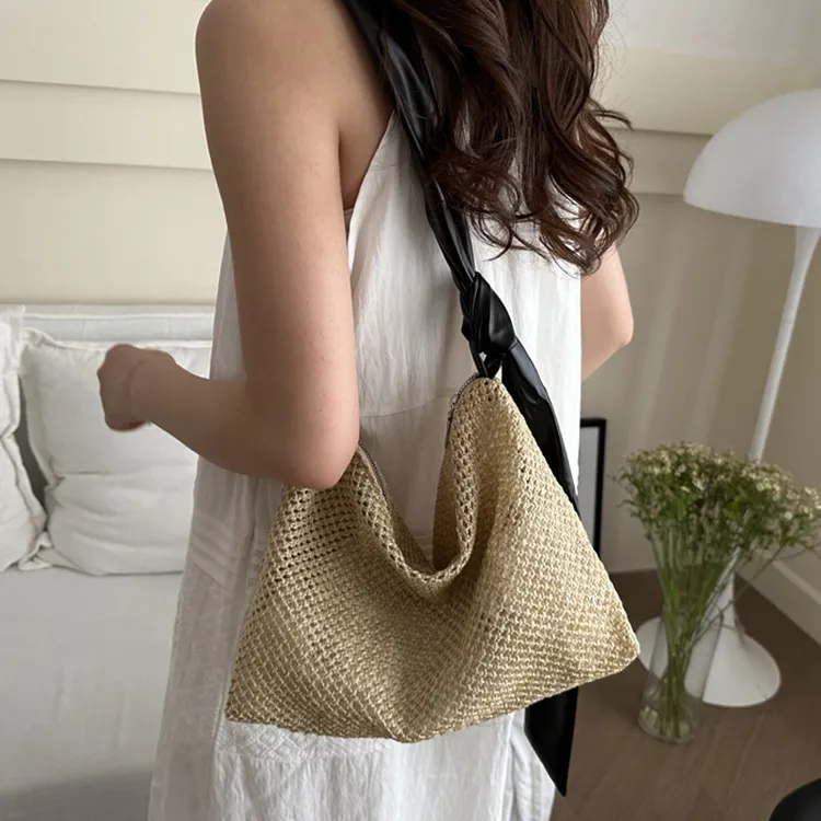LOUIS ROYALN Woven Crossbody Bag Shoulder Bag Women's White/Black/Khaki/Brown-8