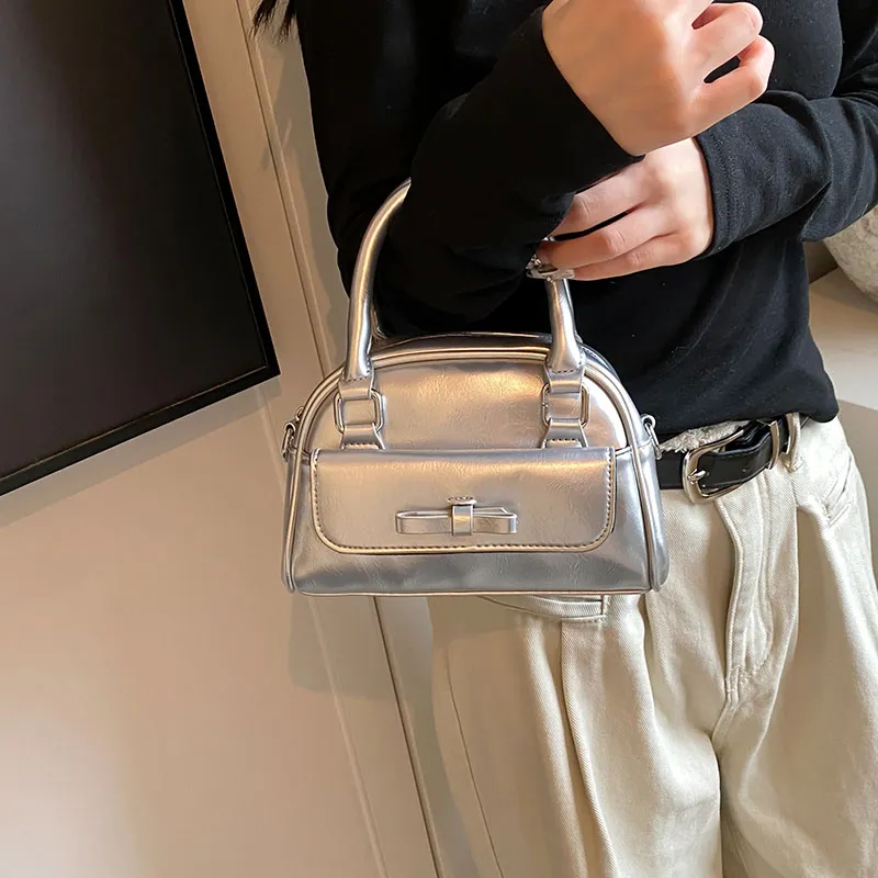 LOUIS ROYALN PU Shoulder Bag Small Size Unisex White/Silver/Black/Red/Yellow-5