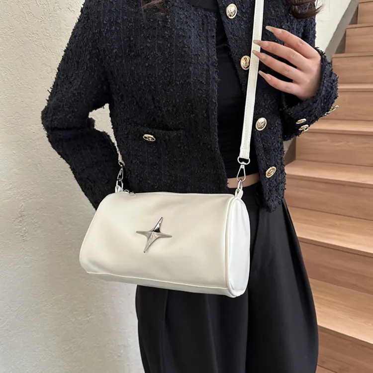 LOUIS ROYALN PU Shoulder Bag, Crossbody Bag Regular Women's Black/White/Dark Brown/Light Brown-1
