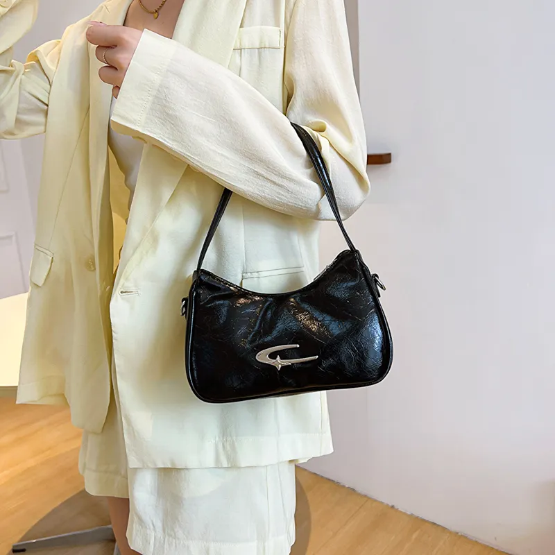 LOUIS ROYALN PU Underarm Shoulder Bag Unisex Ecru/Silver/Black-8