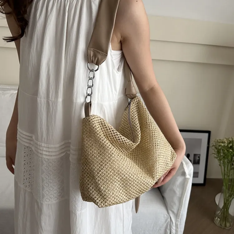 LOUIS ROYALN Woven Crossbody Bag Shoulder Bag Women's White/Black/Khaki/Brown-5