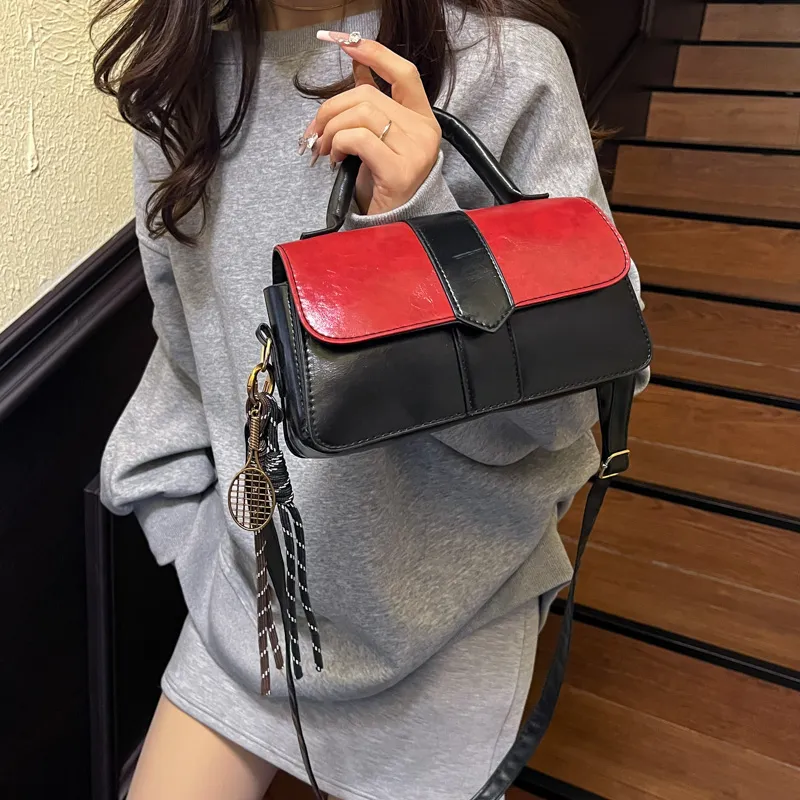 LOUIS ROYALN PU One Shoulder Handbag Unisex White & Black/White & Coffee/Black & Red-8