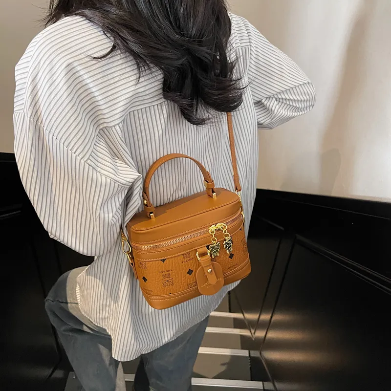 LOUIS ROYALN PU Box Bag, Shoulder Bag, Crossbody Bag, Handbag Women's Ecru/Pink/Brown-5