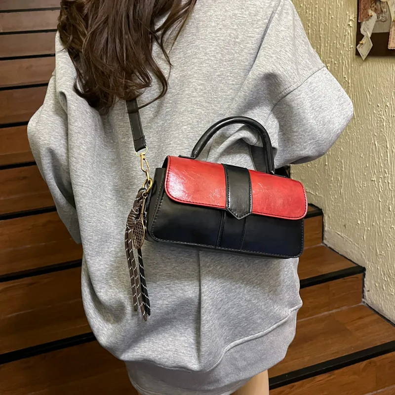 LOUIS ROYALN PU One Shoulder Handbag Unisex White & Black/White & Coffee/Black & Red-9