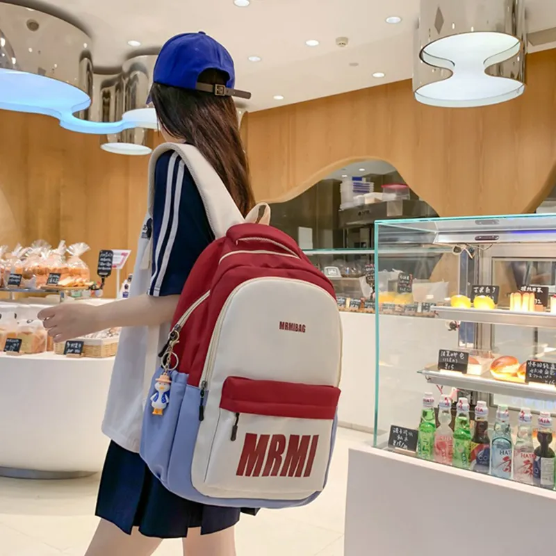 LOUIS ROYALN Nylon Backpack Unisex Black/Yellow Blue/Red Blue/Pink Khaki/Mandarin Blue-13