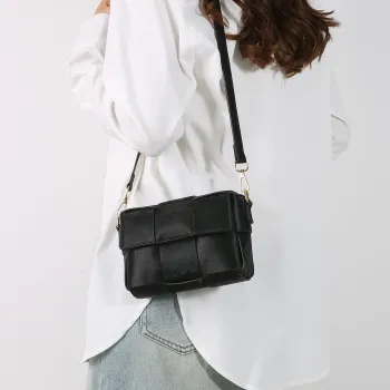 LOUIS ROYALN PU Shoulder Bag Medium Size Unisex Black/Silver/Pink/White