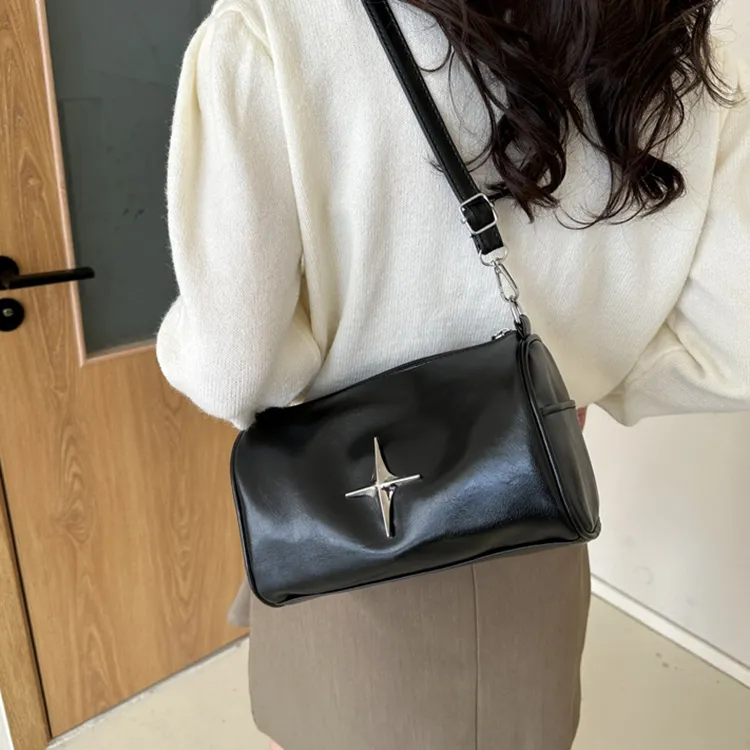 LOUIS ROYALN PU Shoulder Bag, Crossbody Bag Regular Women's Black/White/Dark Brown/Light Brown-3