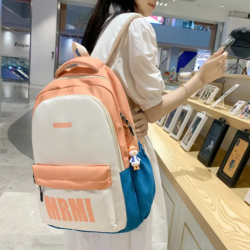 LOUIS ROYALN Nylon Backpack Unisex Black/Yellow Blue/Red Blue/Pink Khaki/Mandarin Blue-21