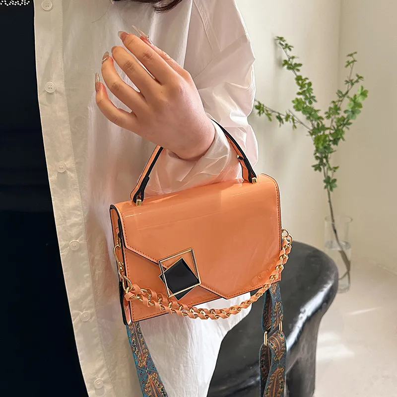 LOUIS ROYALN PU One Shoulder Handbag Women's White/Black/Flesh Pink-7