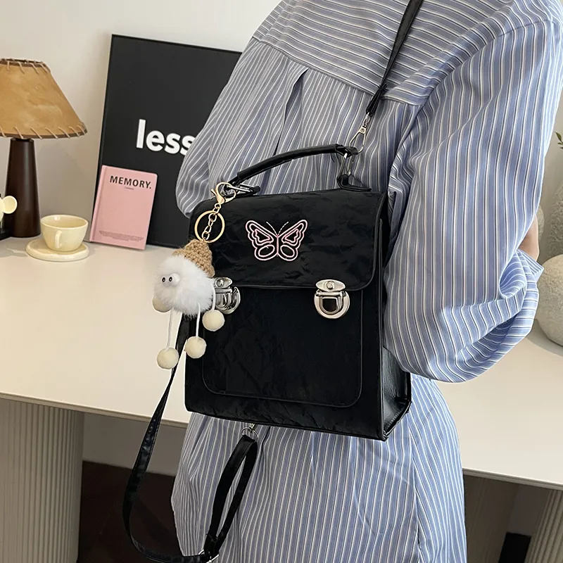 LOUIS ROYALN PU Backpack Women's Black/White/Pink/Silver/Green-2