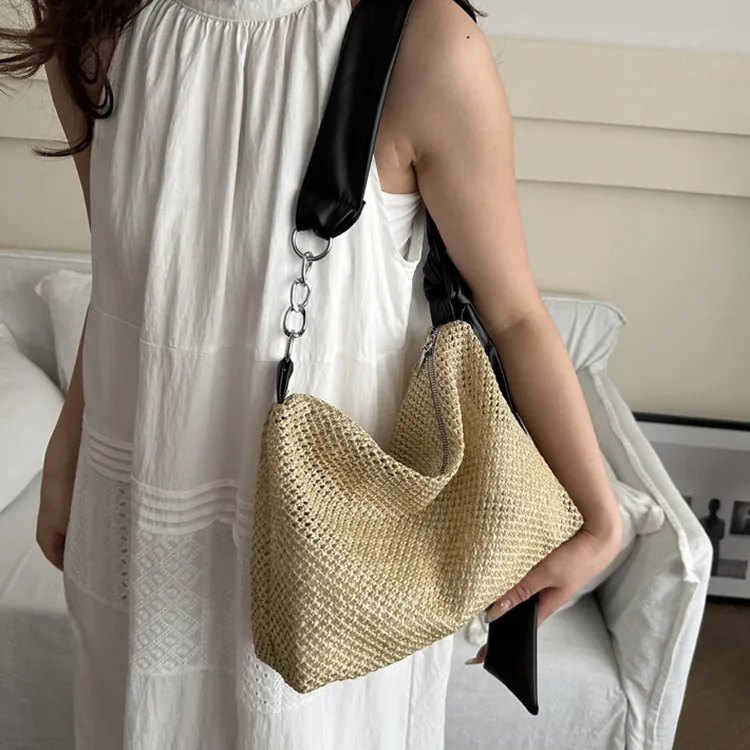 LOUIS ROYALN Woven Crossbody Bag Shoulder Bag Women's White/Black/Khaki/Brown-7