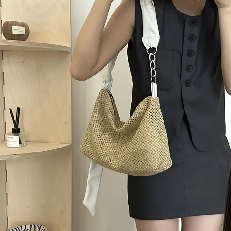 LOUIS ROYALN Woven Crossbody Bag Shoulder Bag Women's White/Black/Khaki/Brown-1