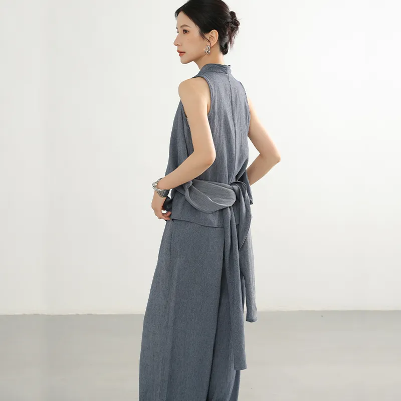 DianThia Tank Top Wide Leg Pants 2 Pcs Casual Suit Set Women's-3
