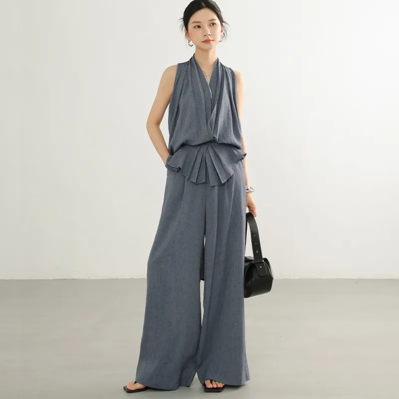 DianThia Tank Top Wide Leg Pants 2 Pcs Casual Suit Set Women's-6