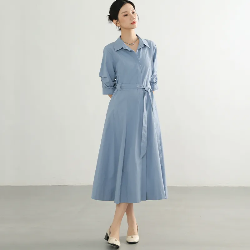 DianThia Lightweight Minimalist Style Short Sleeved Dress Shirt Women's-2