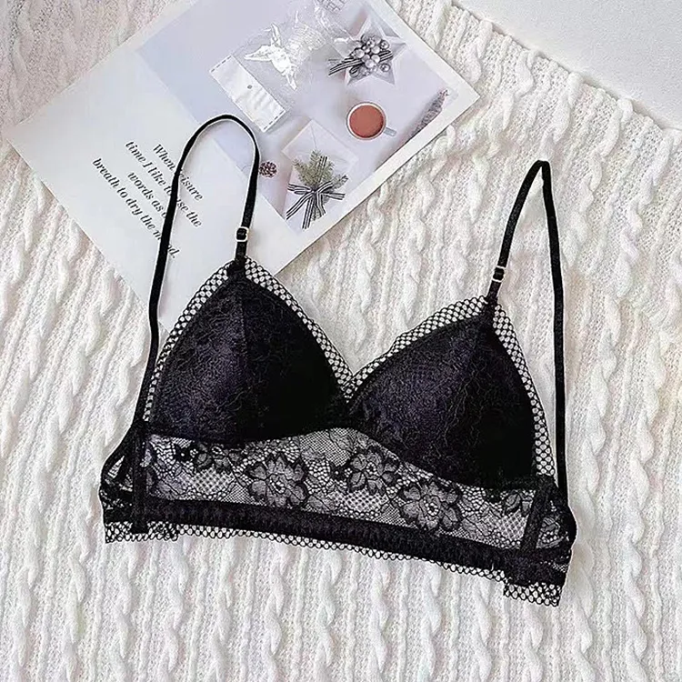 Flowers In Water Bra Women's Black-3